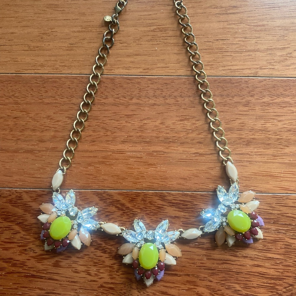 J. Crew Gold Necklace with Yellow and Purple Accents